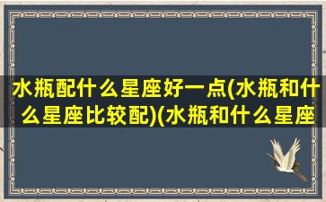 水瓶配什么星座好一点(水瓶和什么星座比较配)(水瓶和什么星座最配)