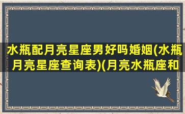 水瓶配月亮星座男好吗婚姻(水瓶月亮星座查询表)(月亮水瓶座和月亮水瓶座的月亮星座配对)