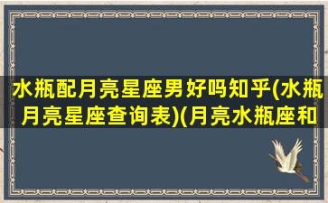 水瓶配月亮星座男好吗知乎(水瓶月亮星座查询表)(月亮水瓶座和月亮水瓶座的月亮星座配对)