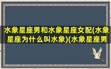 水象星座男和水象星座女配(水象星座为什么叫水象)(水象星座男和火象星座女)