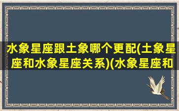 水象星座跟土象哪个更配(土象星座和水象星座关系)(水象星座和土象星座在一块好吗)