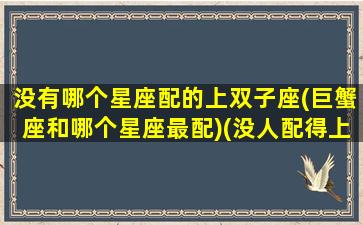 没有哪个星座配的上双子座(巨蟹座和哪个星座最配)(没人配得上双子座的深情)