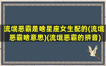 流氓恶霸是啥星座女生配的(流氓恶霸啥意思)(流氓恶霸的拼音)