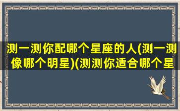 测一测你配哪个星座的人(测一测像哪个明星)(测测你适合哪个星座在一起)