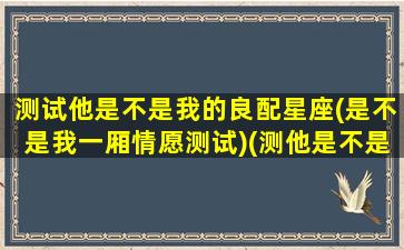 测试他是不是我的良配星座(是不是我一厢情愿测试)(测他是不是我的结婚对象)