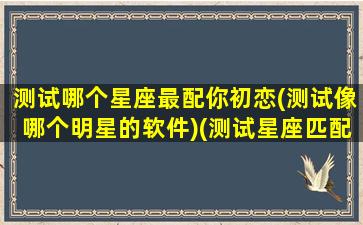 测试哪个星座最配你初恋(测试像哪个明星的软件)(测试星座匹配)