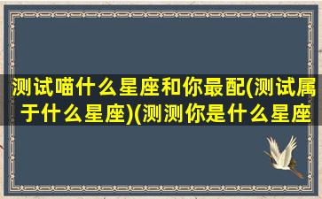 测试喵什么星座和你最配(测试属于什么星座)(测测你是什么星座的软件)