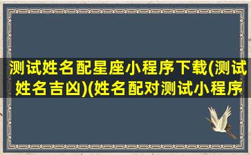 测试姓名配星座小程序下载(测试姓名吉凶)(姓名配对测试小程序)