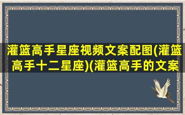 灌篮高手星座视频文案配图(灌篮高手十二星座)(灌篮高手的文案)