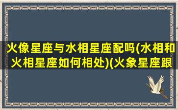 火像星座与水相星座配吗(水相和火相星座如何相处)(火象星座跟水象星座合得来吗)