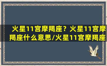 火星11宫摩羯座？火星11宫摩羯座什么意思/火星11宫摩羯座？火星11宫摩羯座什么意思-我的网站