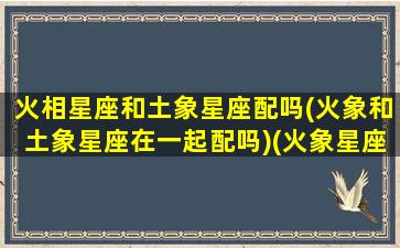 火相星座和土象星座配吗(火象和土象星座在一起配吗)(火象星座跟土象星座合得来吗)