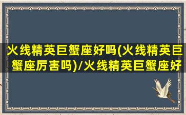 火线精英巨蟹座好吗(火线精英巨蟹座厉害吗)/火线精英巨蟹座好吗(火线精英巨蟹座厉害吗)-我的网站