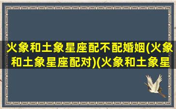 火象和土象星座配不配婚姻(火象和土象星座配对)(火象和土象星座合适吗)