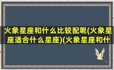 火象星座和什么比较配呢(火象星座适合什么星座)(火象星座和什么相配)