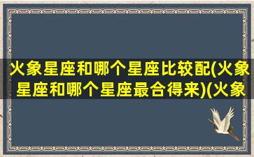 火象星座和哪个星座比较配(火象星座和哪个星座最合得来)(火象星座和什么象星座最配)