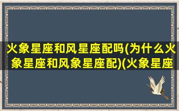 火象星座和风星座配吗(为什么火象星座和风象星座配)(火象星座和风象好不好)