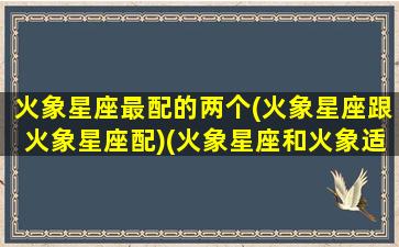 火象星座最配的两个(火象星座跟火象星座配)(火象星座和火象适合吗)