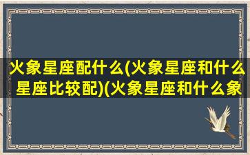 火象星座配什么(火象星座和什么星座比较配)(火象星座和什么象合适)