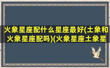 火象星座配什么星座最好(土象和火象星座配吗)(火象星座土象星座配对)