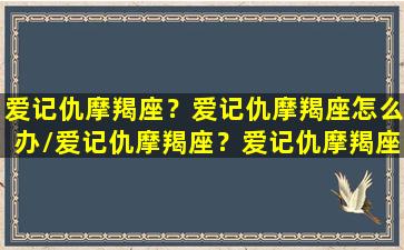 爱记仇摩羯座？爱记仇摩羯座怎么办/爱记仇摩羯座？爱记仇摩羯座怎么办-我的网站