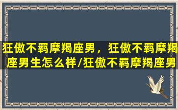 狂傲不羁摩羯座男，狂傲不羁摩羯座男生怎么样/狂傲不羁摩羯座男，狂傲不羁摩羯座男生怎么样-我的网站