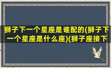 狮子下一个星座是谁配的(狮子下一个星座是什么座)(狮子座接下来的星座)