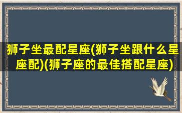 狮子坐最配星座(狮子坐跟什么星座配)(狮子座的最佳搭配星座)