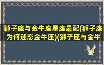 狮子座与金牛座星座最配(狮子座为何迷恋金牛座)(狮子座与金牛座的配对指数)