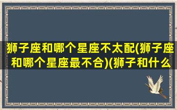 狮子座和哪个星座不太配(狮子座和哪个星座最不合)(狮子和什么星座最不和)