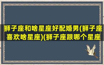 狮子座和啥星座好配婚男(狮子座喜欢啥星座)(狮子座跟哪个星座最搭配)