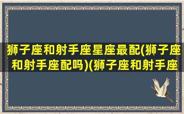 狮子座和射手座星座最配(狮子座和射手座配吗)(狮子座和射手座真的配吗)