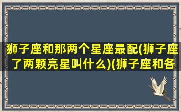 狮子座和那两个星座最配(狮子座了两颗亮星叫什么)(狮子座和各个星座的配对指数)