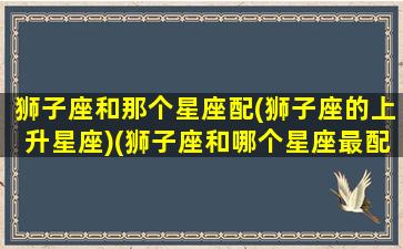 狮子座和那个星座配(狮子座的上升星座)(狮子座和哪个星座最配的星座)