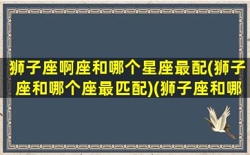 狮子座啊座和哪个星座最配(狮子座和哪个座最匹配)(狮子座和哪个星座是绝配)