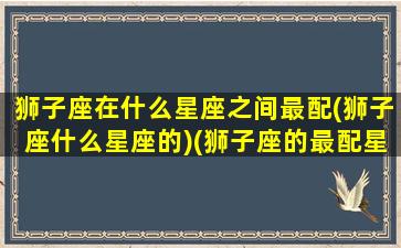 狮子座在什么星座之间最配(狮子座什么星座的)(狮子座的最配星座是什么)