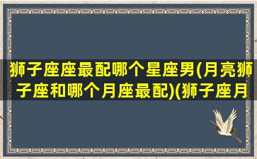 狮子座座最配哪个星座男(月亮狮子座和哪个月座最配)(狮子座月亮星座是什么星座)