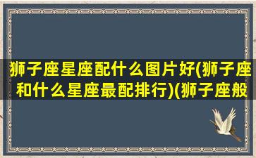 狮子座星座配什么图片好(狮子座和什么星座最配排行)(狮子座般配星座)