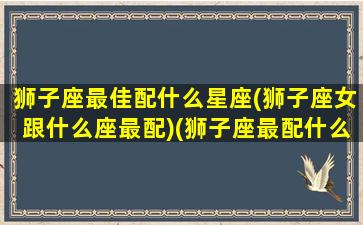 狮子座最佳配什么星座(狮子座女跟什么座最配)(狮子座最配什么星座女生)