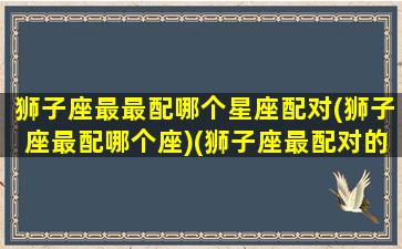 狮子座最最配哪个星座配对(狮子座最配哪个座)(狮子座最配对的星座是什么星座)