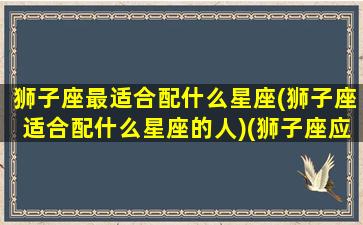 狮子座最适合配什么星座(狮子座适合配什么星座的人)(狮子座应该配什么星座)