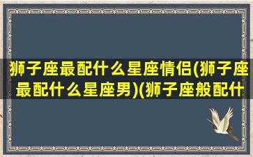 狮子座最配什么星座情侣(狮子座最配什么星座男)(狮子座般配什么星座)