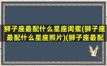 狮子座最配什么星座闺蜜(狮子座最配什么星座照片)(狮子座最配哪个星座闺蜜)