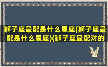 狮子座最配是什么星座(狮子座最配是什么星座)(狮子座最配对的星座是什么星座)