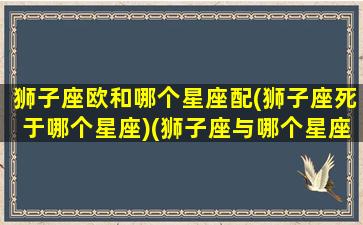 狮子座欧和哪个星座配(狮子座死于哪个星座)(狮子座与哪个星座最配对)