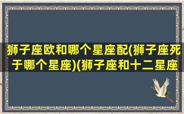 狮子座欧和哪个星座配(狮子座死于哪个星座)(狮子座和十二星座配对)