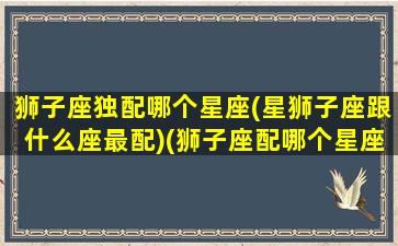 狮子座独配哪个星座(星狮子座跟什么座最配)(狮子座配哪个星座配对)