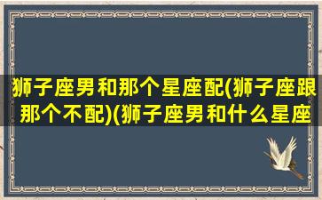 狮子座男和那个星座配(狮子座跟那个不配)(狮子座男和什么星座相匹配)