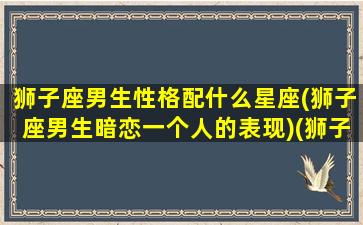 狮子座男生性格配什么星座(狮子座男生暗恋一个人的表现)(狮子座男生配什么星座好)