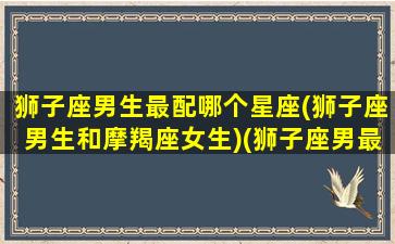 狮子座男生最配哪个星座(狮子座男生和摩羯座女生)(狮子座男最搭配的星座)